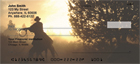 erding these wild horses as their last run of the day, with the setting sun in the background.