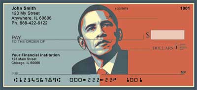 ait of the leader of this country, outlined in its three colors, on the back of each of your checks.  A must have for Obama supporters and patriots of all kinds.