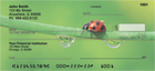 ladybugs as you would find them in your backyard, crawling about the flowers and grass, be it rain or shine.