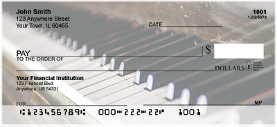 Ebony and ivory meet in perfect harmony on our new Pianos Personal Checks.
