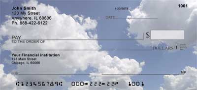 look up at the beauty of a sunny sky with fluffy clouds.  Four rotating images of the sky keep you looking up even when you are looking down to write your checks.