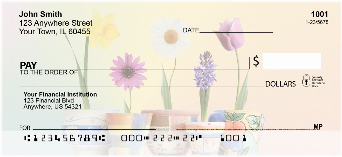 Image of Spring Pots & Flowers Personal Checks