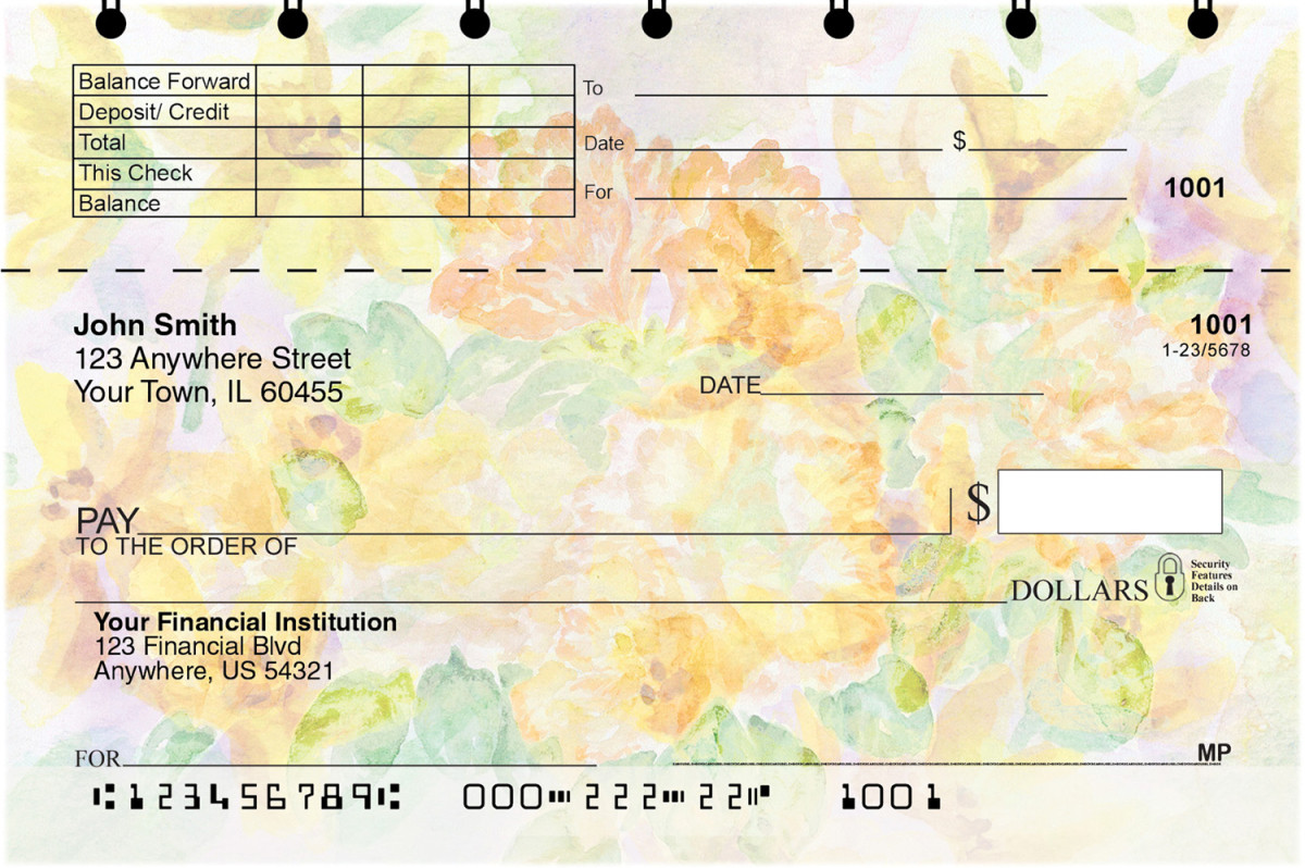 Image of Painted Flowers Top Stub Checks
