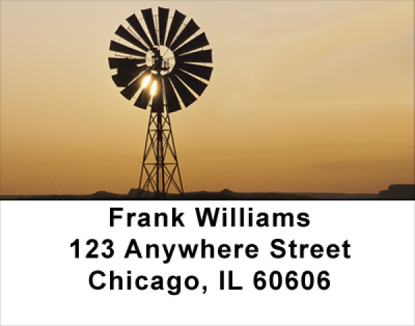 Windmills On Western Plains Address Labels | LBSCE-51