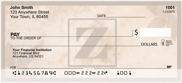 Simplistic Monogram Z Personal Checks