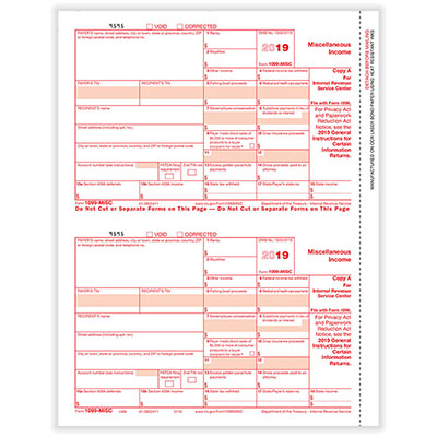 1099 Miscellaneous, Federal Copy A For The Irs, 1 Pg-2 Forms