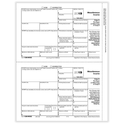 1099 Miscellaneous, Copy C For The Payer And/or State, 1 Pg-2 Forms
